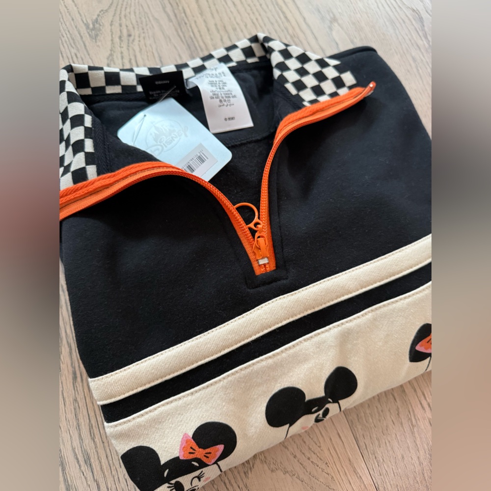 Disney Black and Cream Mickey Mouse Pullover with Orange Accents